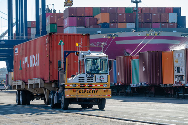 cargo-handling equipment at the Port of Los Angeles