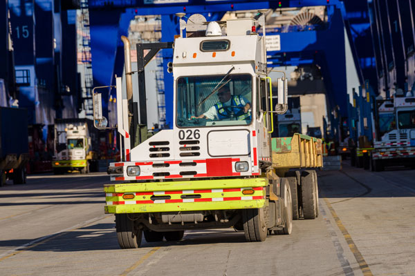 cargo-handling equipment at the Port of Los Angeles