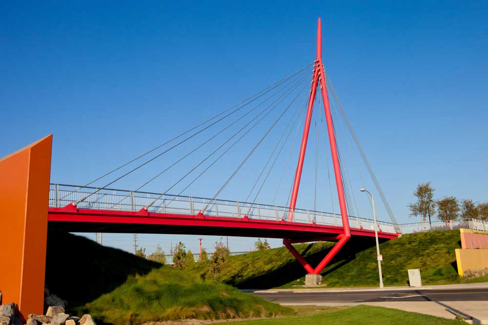 View of Iconic Red Bridge in Wilmington