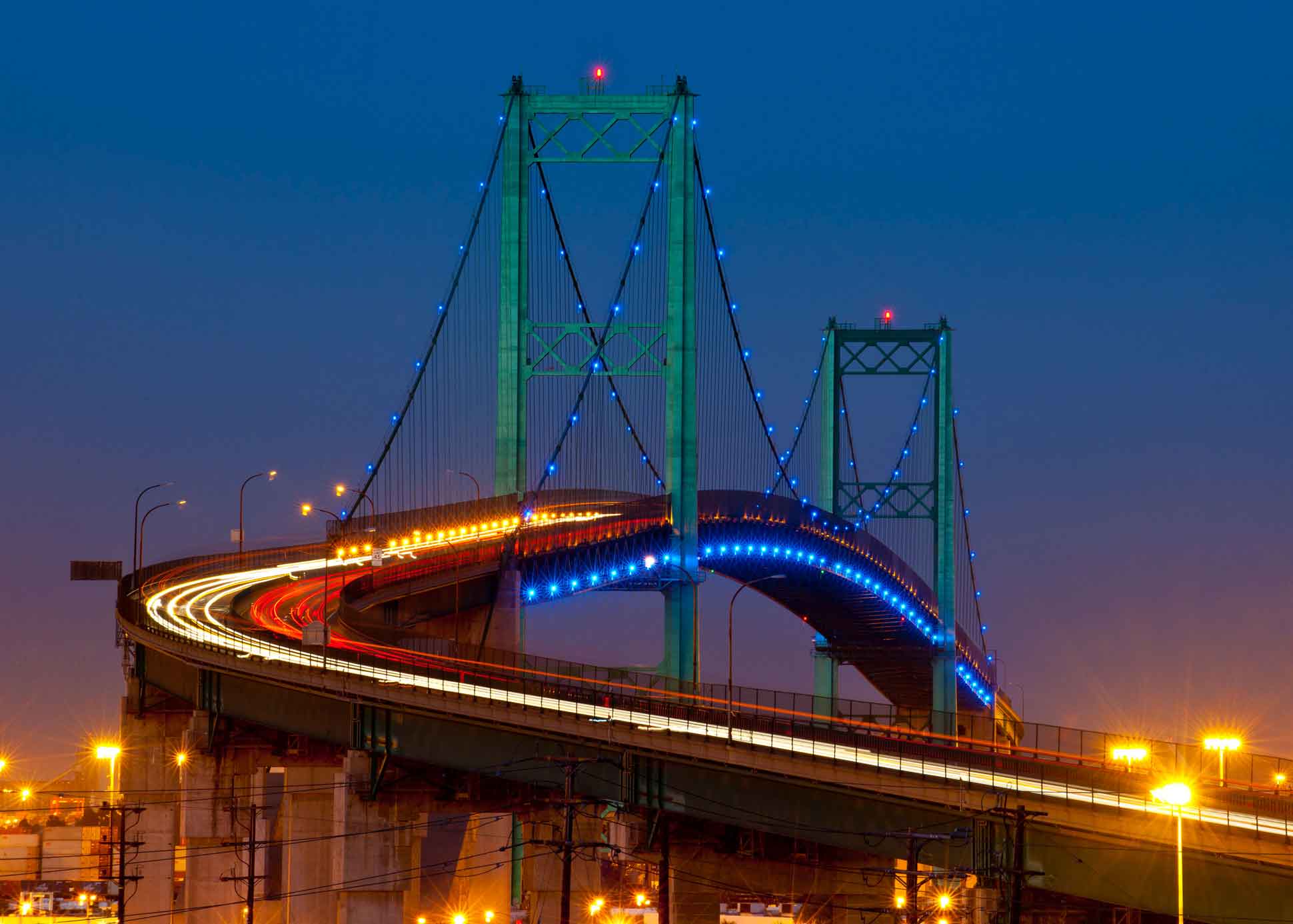 Vincent Thomas Bridge Today, Illuminated