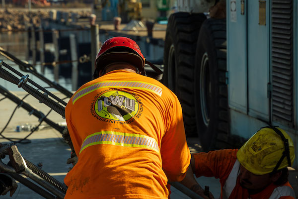 Union workers at the Port of Los Angeles. 