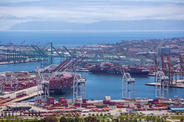 View of ships in the Los Angeles Main Channel