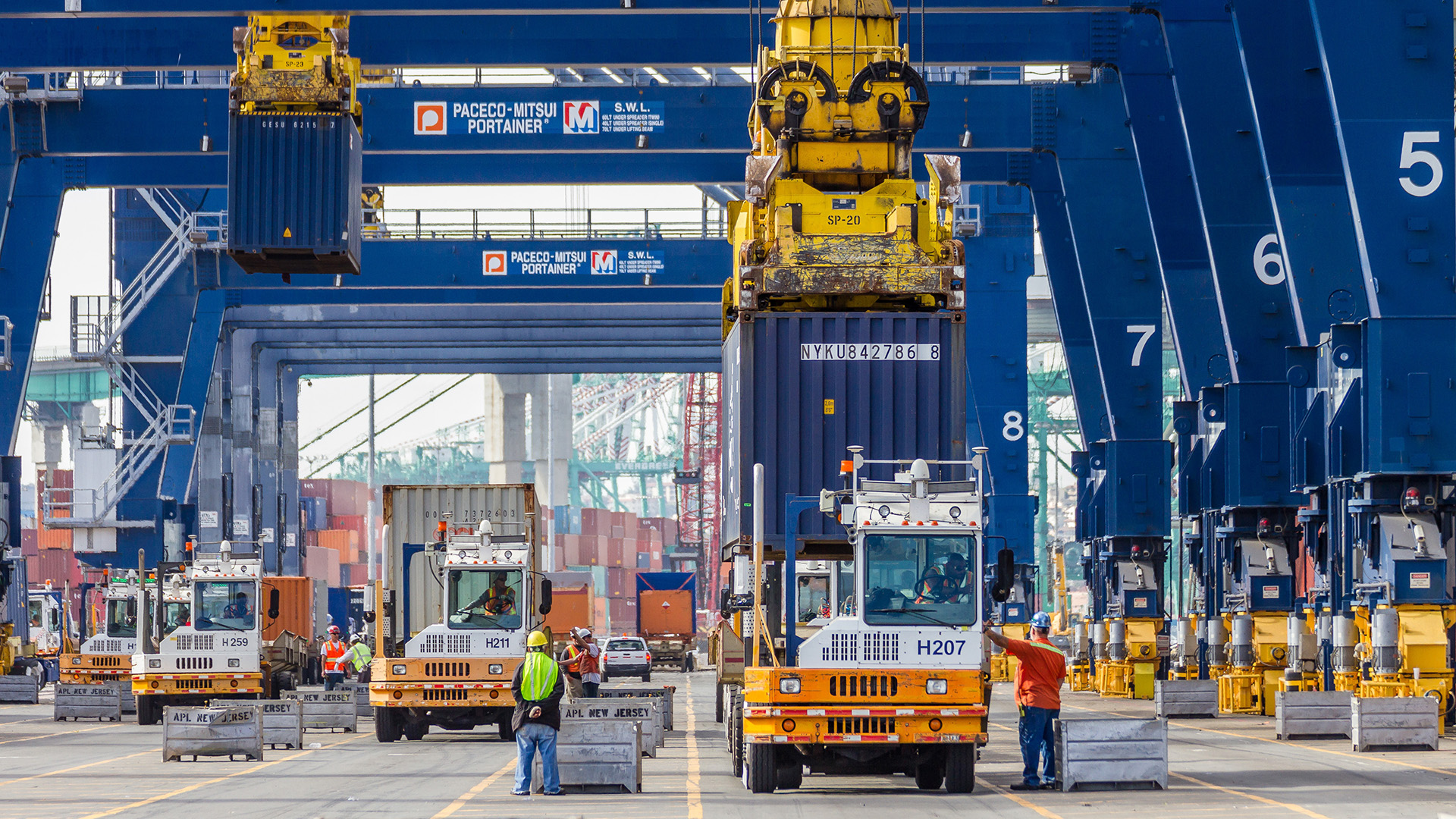 Dockworkers at a Container Terminal